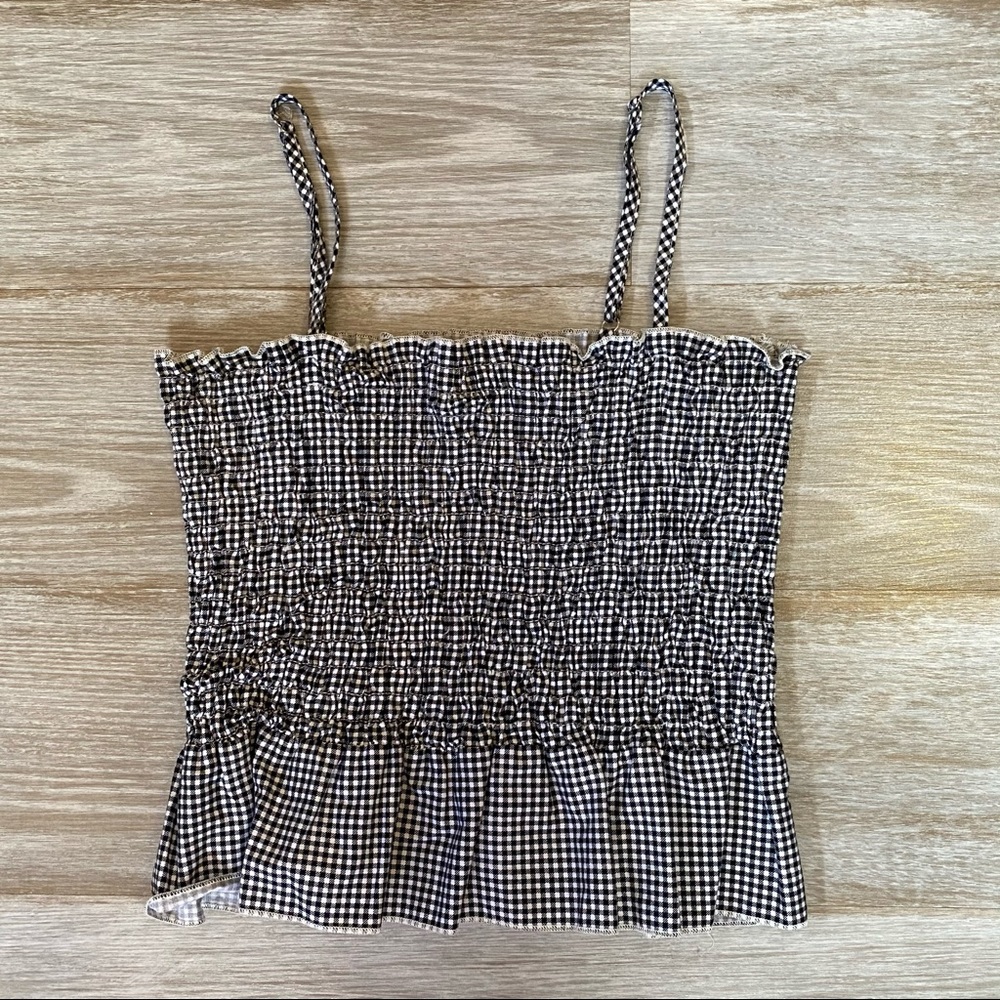 SAY WHAT? Smocked Gingham Tank